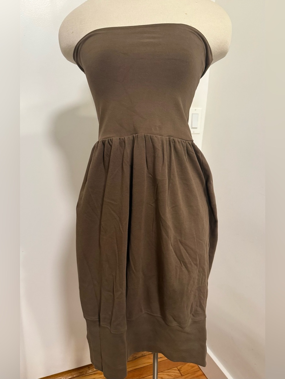 Ethos Paris Brand Strapless Dress olive green size M